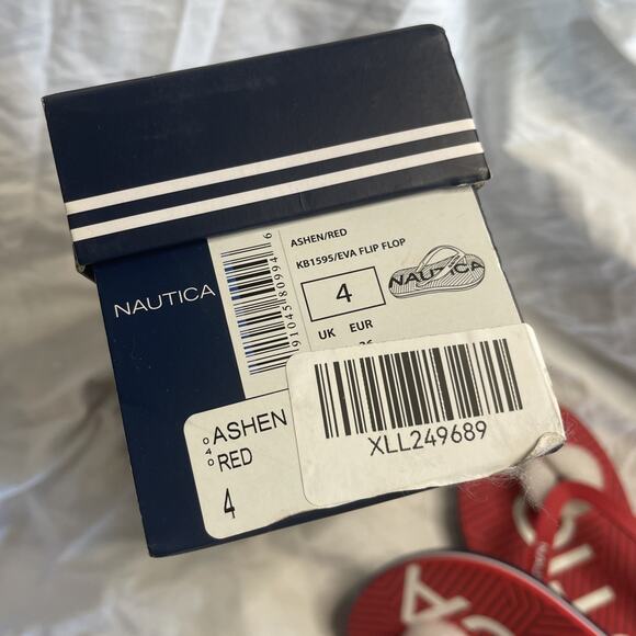 Nautica Flip Flop Thong Sandals Youth Size 4 Red White Blue Flats Casual NIB - Picture 8 of 8